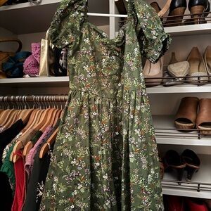 Janie and Jack Green Fall floral dress EUC perfect for fall photos!